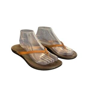 OluKai Aukai Tan Leather Thong Flip Flop Sandals Women Size 9 Beach Boho Summer